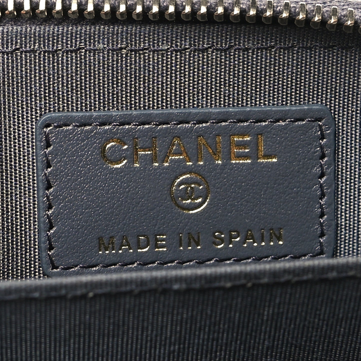 Lambskin Quilted Chanel 19 Zip Around Coin Purse Wallet Dark Grey