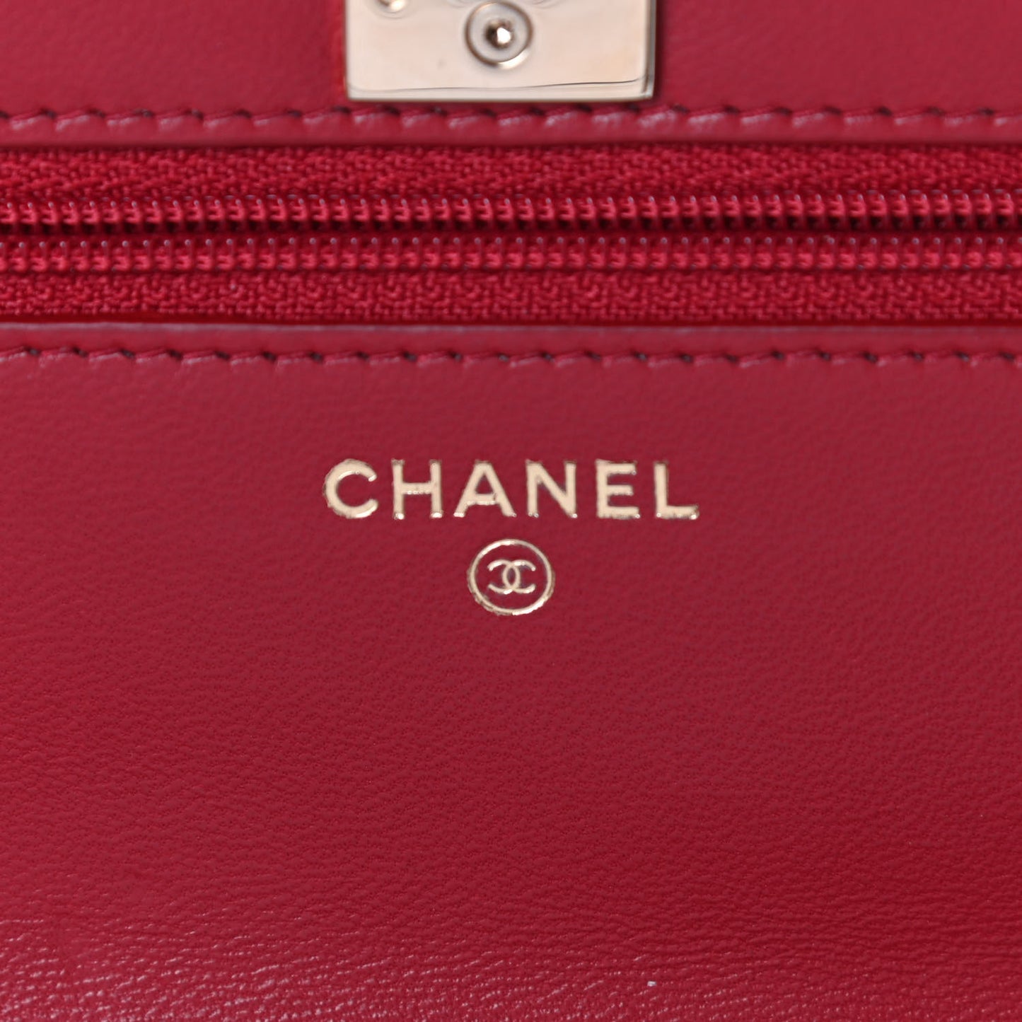 Lambskin Quilted Trendy CC Wallet On Chain WOC Red