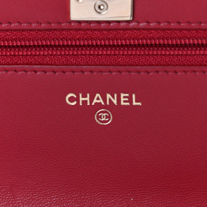 Chanel Lambskin Quilted Trendy CC Wallet On Chain WOC Red 6 of 9