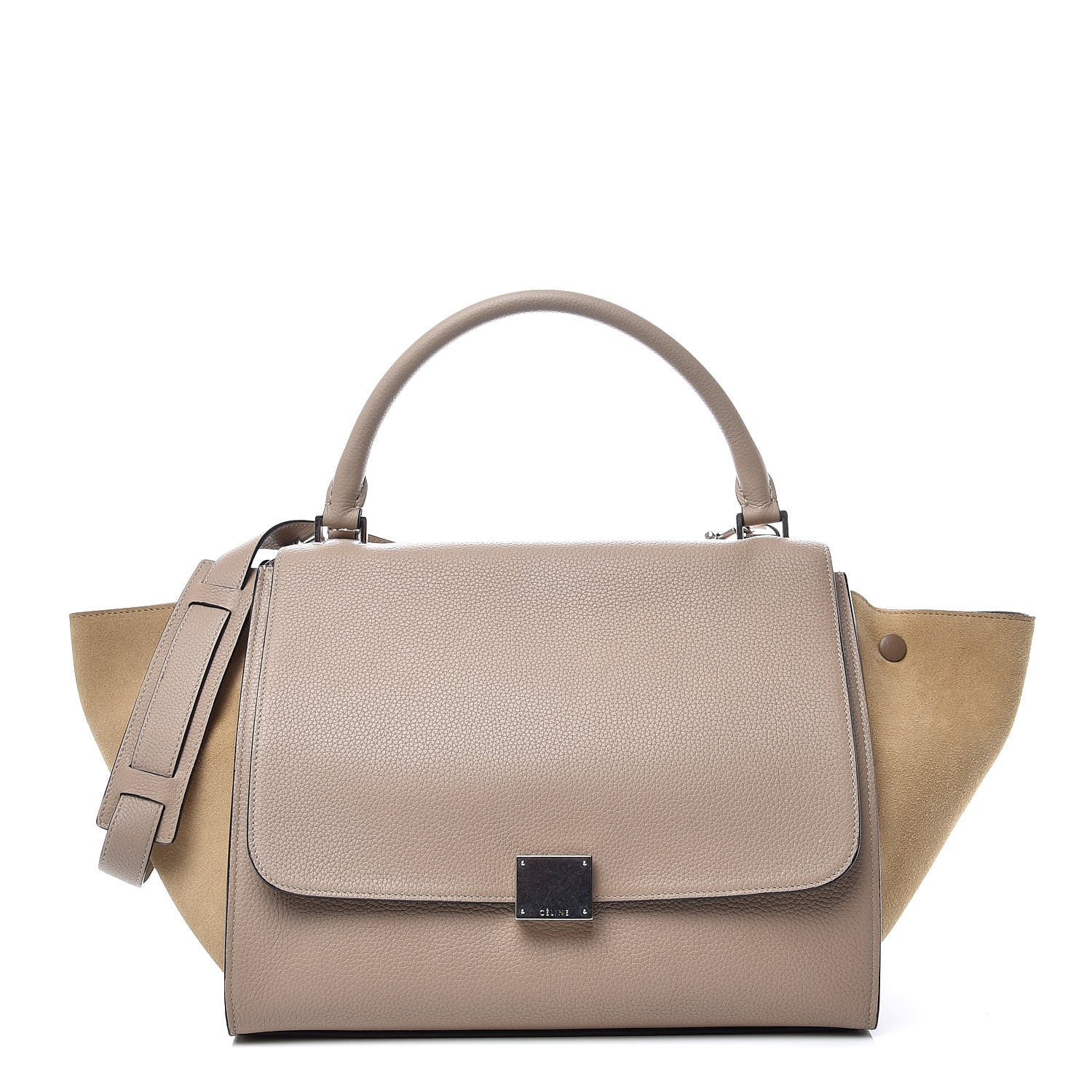 Celine Drummed Calfskin Suede Medium Trapeze Dune 1 of 8