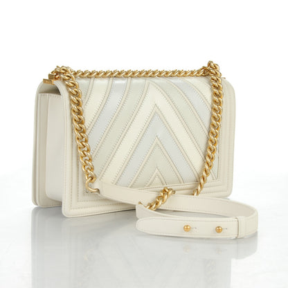 Chanel Caviar Suede Calfskin Chevron New Medium Boy Flap White 3 of 7