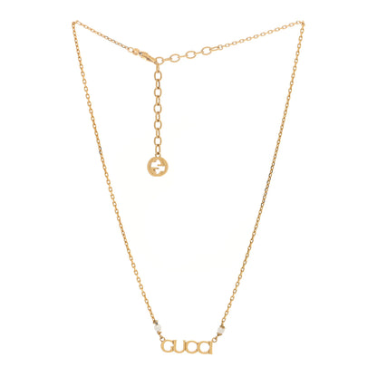Gucci Metal Glass Pearl GUCCI Letter Necklace Gold 2 of 4