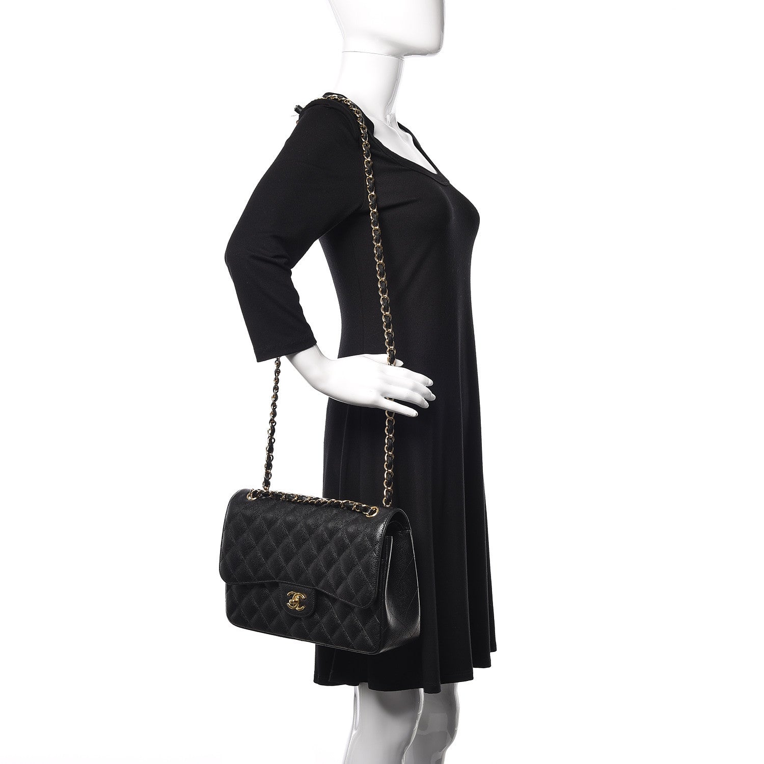Chanel Caviar Quilted Jumbo Double Flap Black 3 of 15