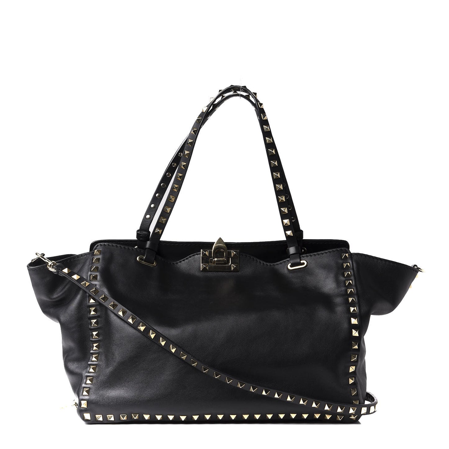 Vitello Medium Rockstud Tote Black