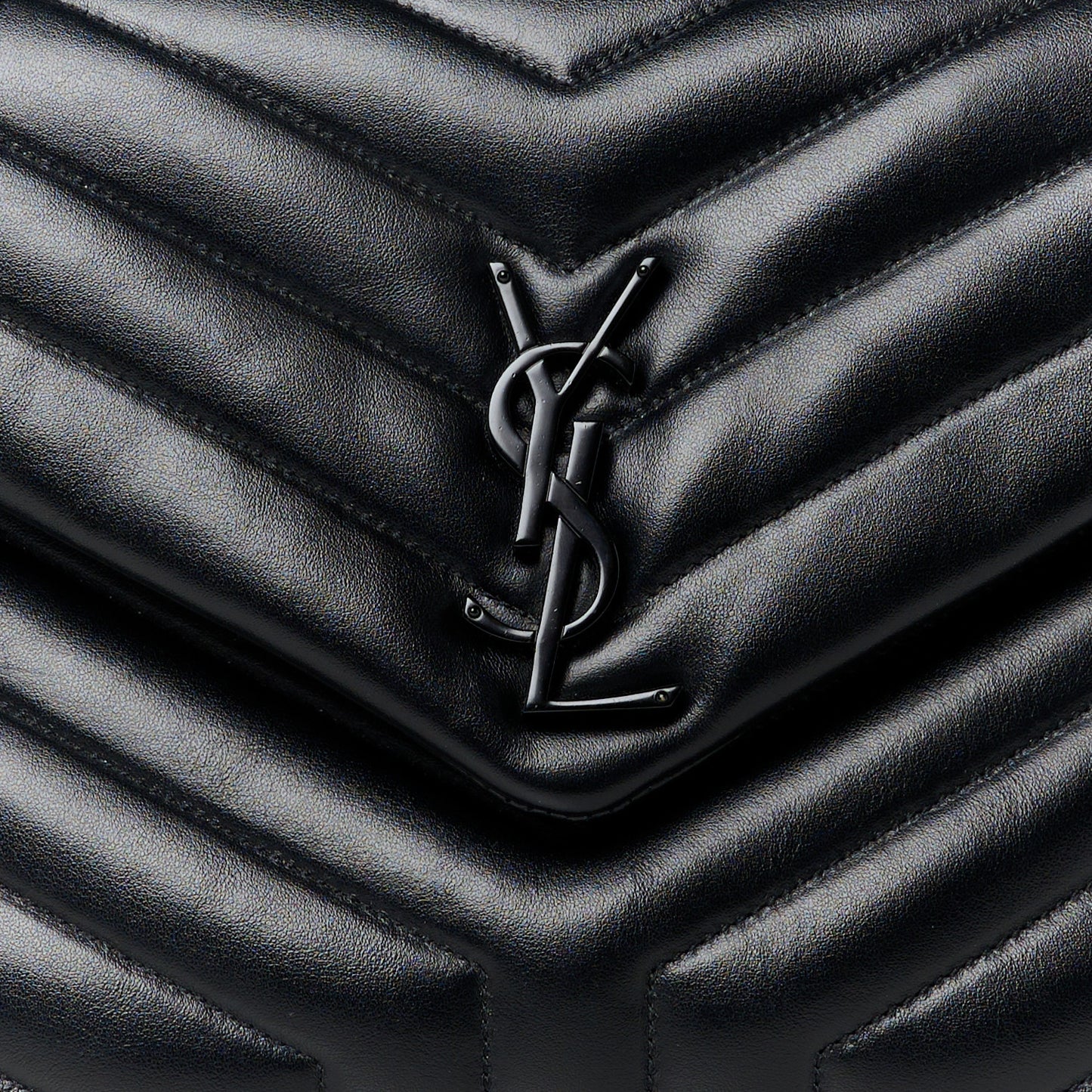 Calfskin Y Quilted Monogram Monochrome Medium Loulou Chain Satchel Black