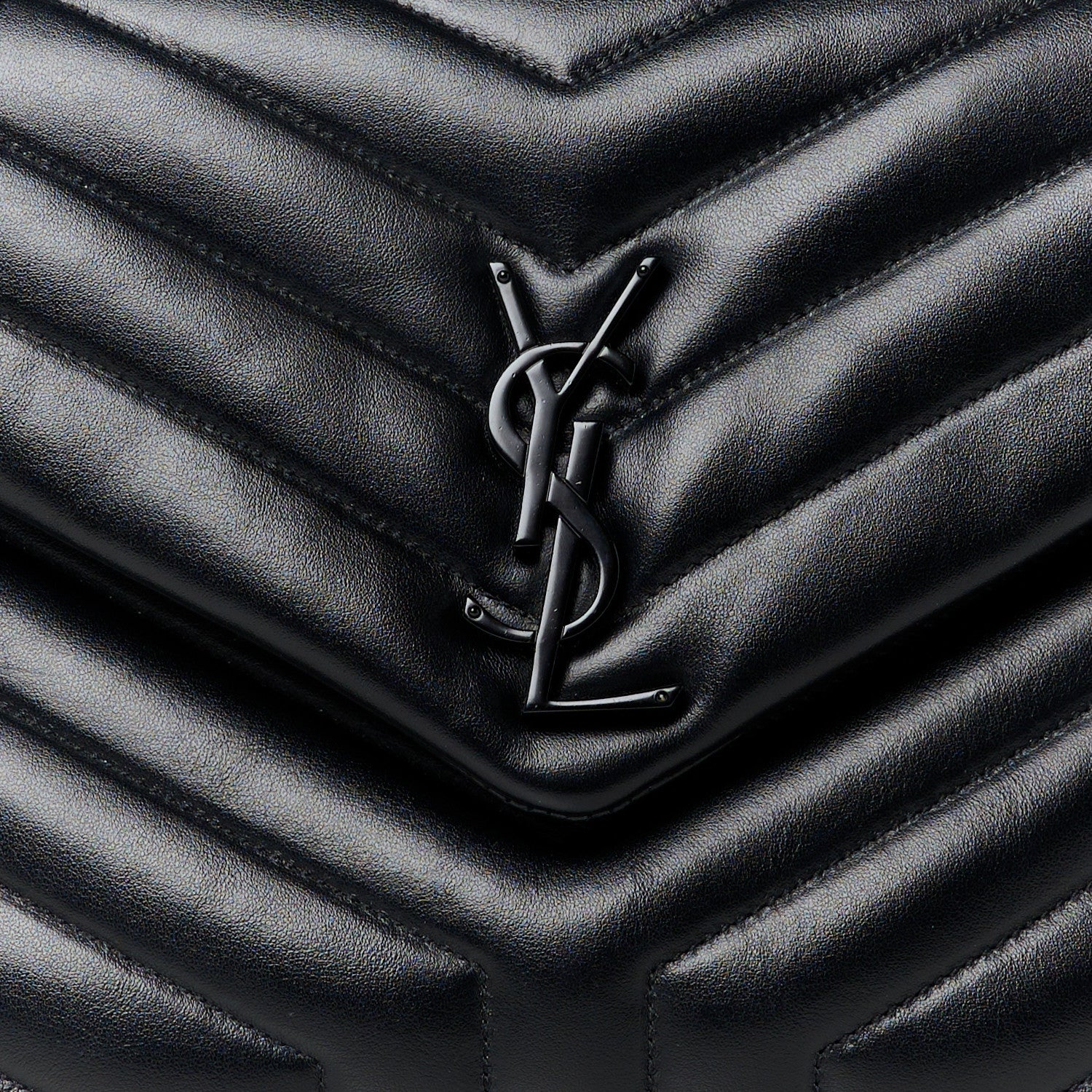 Saint Laurent Calfskin Y Quilted Monogram Monochrome Medium Loulou Chain Satchel Black 9 of 12