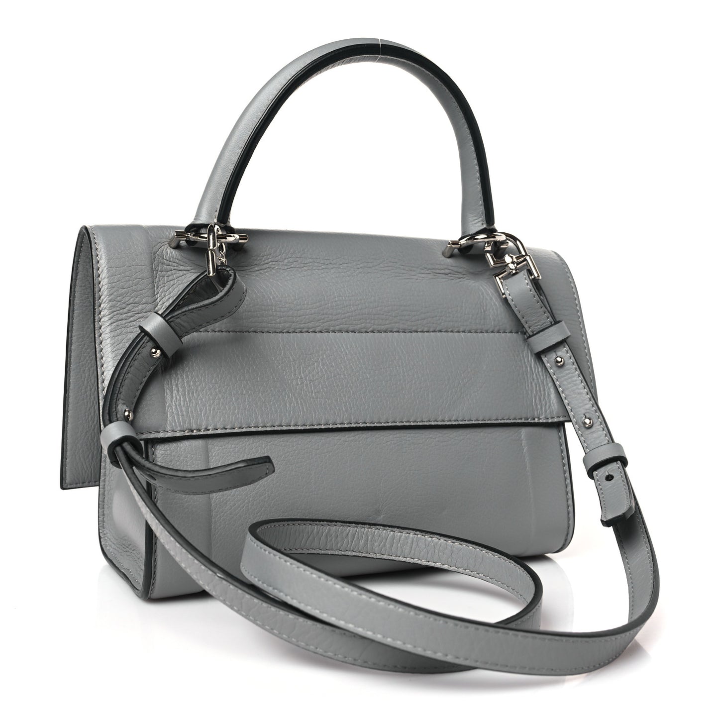 Grained Calfskin Mini Shark Lock Satchel Grey