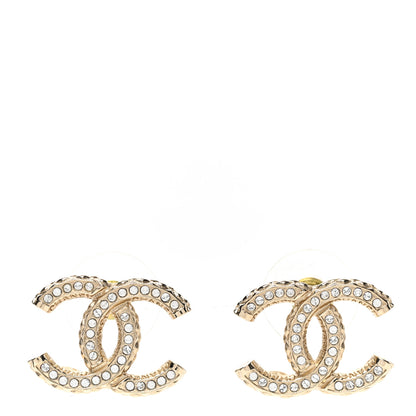 Chanel Metal Crystal CC Earrings Gold 1 of 5