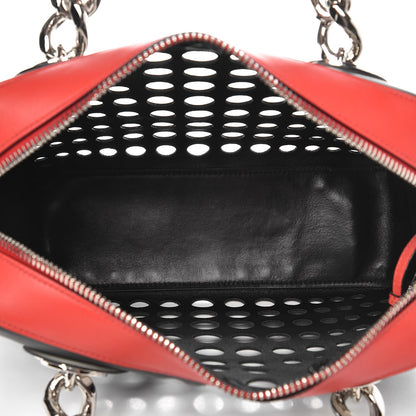 Prada City Calfskin Perforated Chain Shoulder Bag Black Lacca 6 of 10