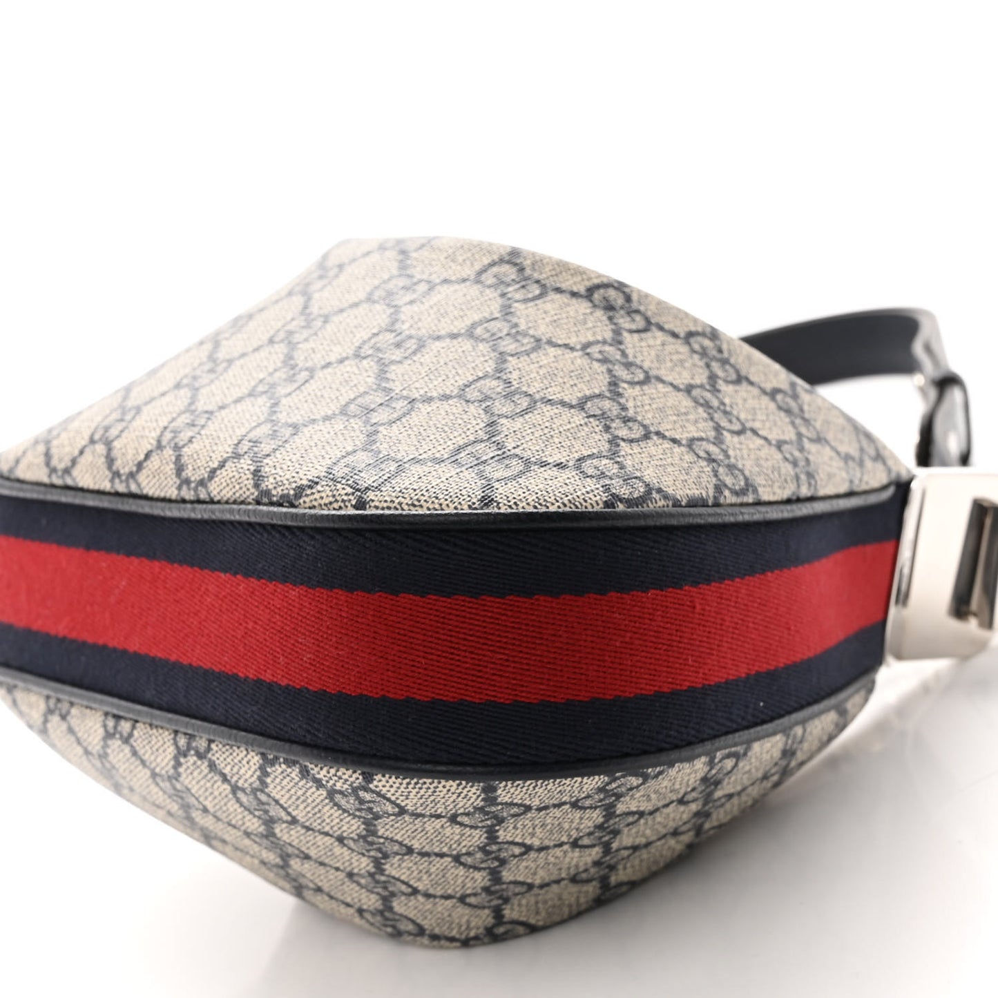 GG Supreme Monogram Textured Calfskin Web Small Attache Shoulder Bag Beige Blue
