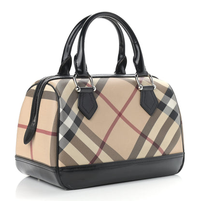Burberry Supernova Check Patent Bowling Bag Black 3 of 19
