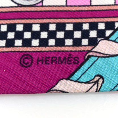 Hermes Silk Brides et Gris-Gris Twilly Marine Turquoise Rose 3 of 5