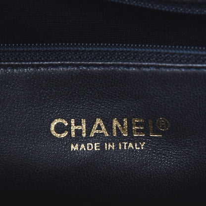 Chanel Patent Jersey Quilted Bowler Navy Blue 6 of 22