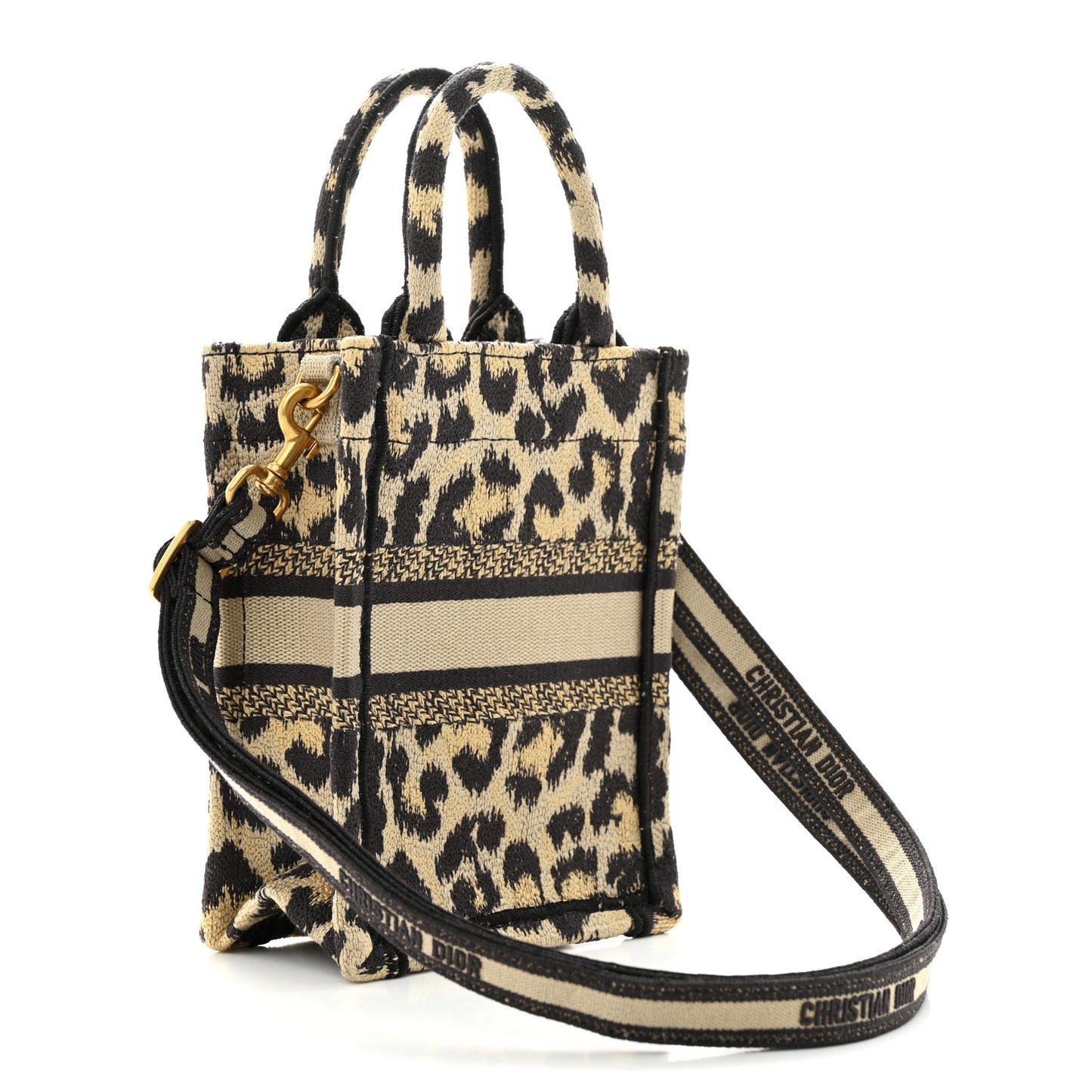 Canvas Mizza Embroidered Mini Book Tote Phone Bag Beige