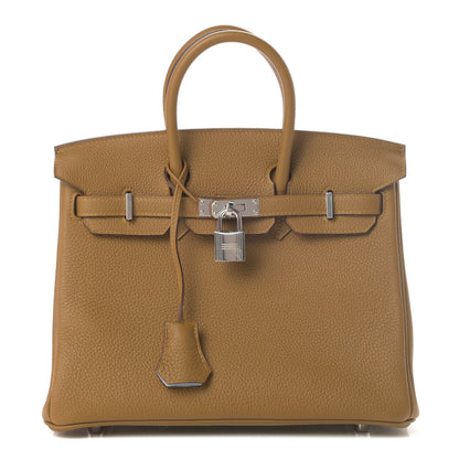 Hermes Togo Verso Birkin 25 Bronze Dore Bleu Brume 1 of 11