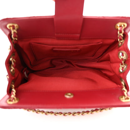 Chanel Calfskin Quilted Small CC Chain Accordion Tote Red 5 of 11