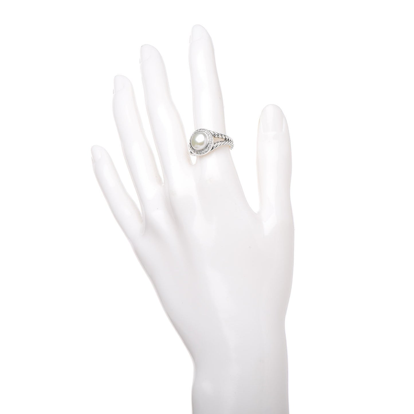 Sterling Silver Diamond Pearl 8mm Petite Cerise Ring 52 6