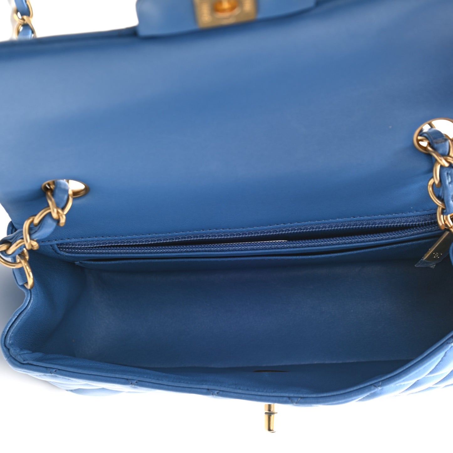 Lambskin Quilted Mini Rectangular Flap Blue