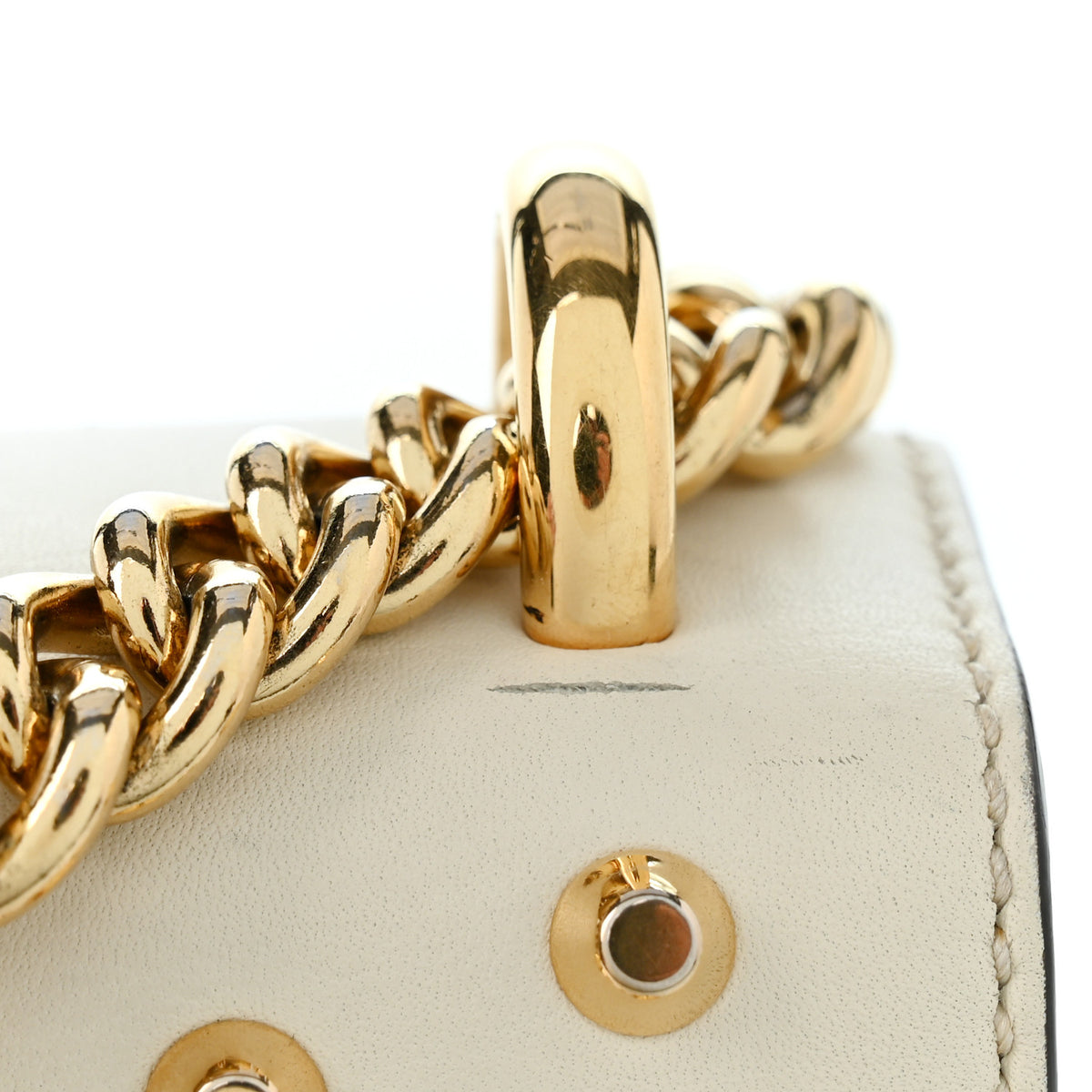 GG Supreme Monogram Studded Small Padlock Shoulder Bag White