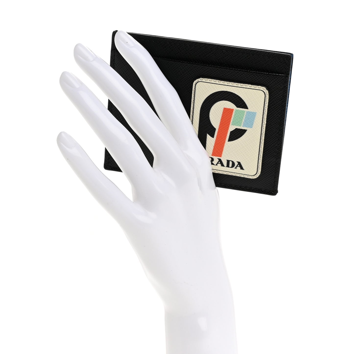 Saffiano Racing Logo Patch Card Holder Black
