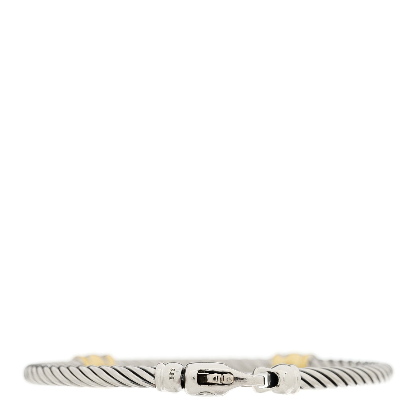 Sterling Silver 18K Yellow Gold Diamond 3mm Cable Classics Two Station Bracelet