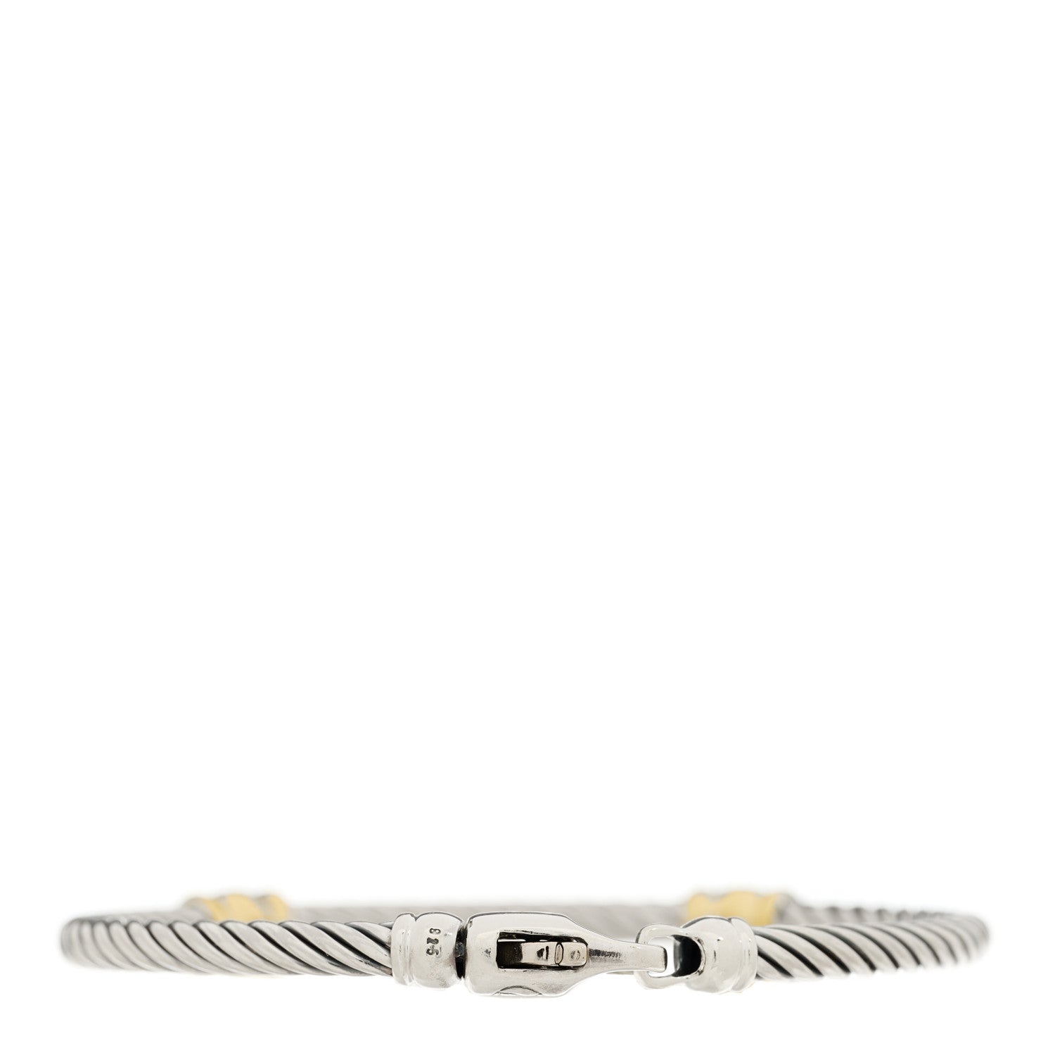 David Yurman Sterling Silver 18K Yellow Gold Diamond 3mm Cable Classics Two Station Bracelet 2 of 3