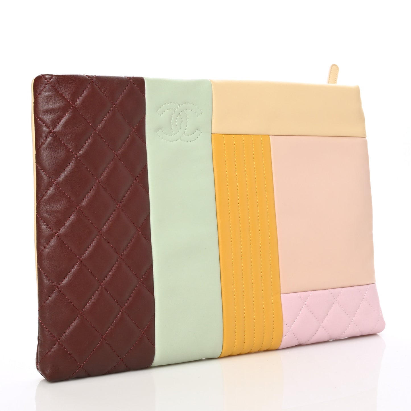 Lambskin Patchwork Medium Cosmetic Case Multicolor Burgundy