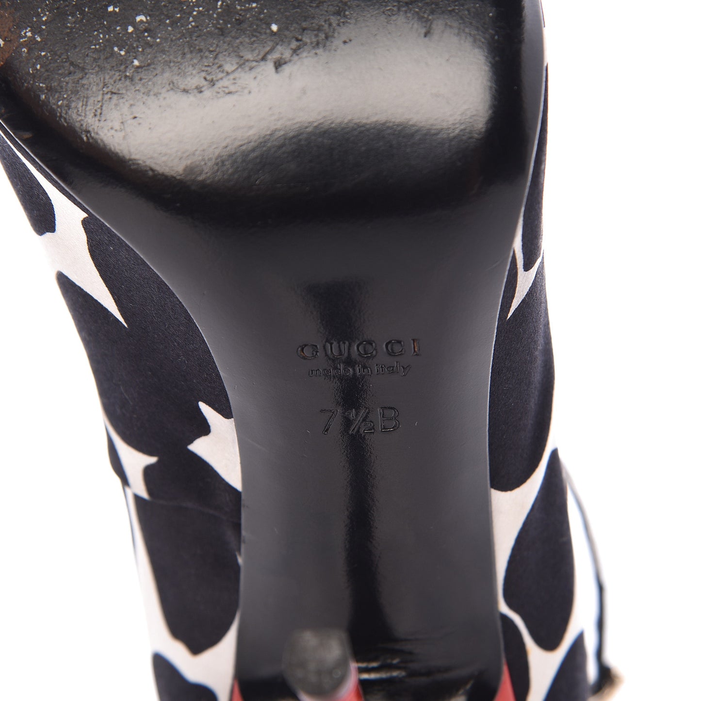 Satin Animal Print Peep Toe Pumps 7.5 Black