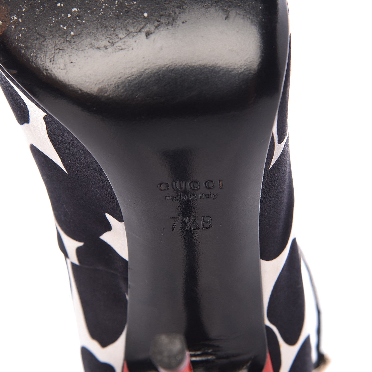 Gucci Satin Animal Print Peep Toe Pumps 7.5 Black 10 of 18