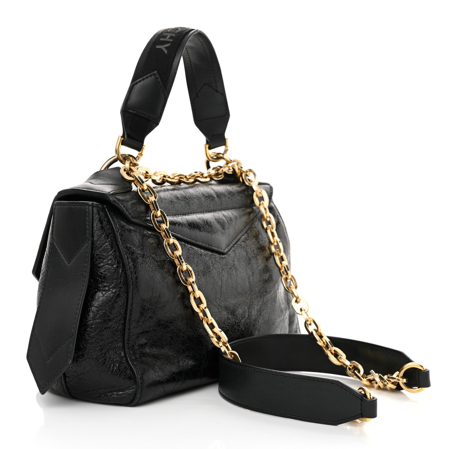 Givenchy Creased Patent Calfskin Small ID Flap Black 3 of 10