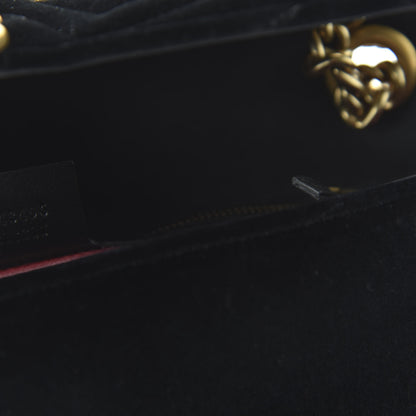 Gucci Velvet Matelasse Loved Embroidered Medium GG Marmont Shoulder Bag Black 9 of 10