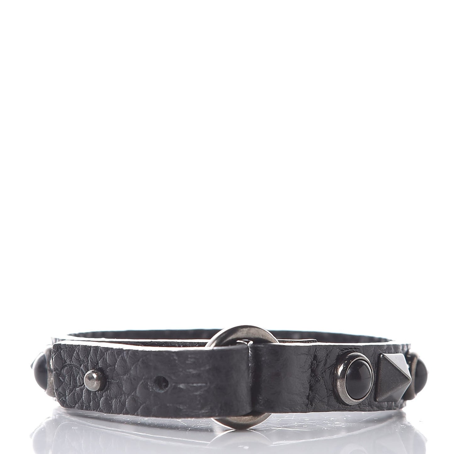 Calfskin Rockstud Rolling Bracelet Black