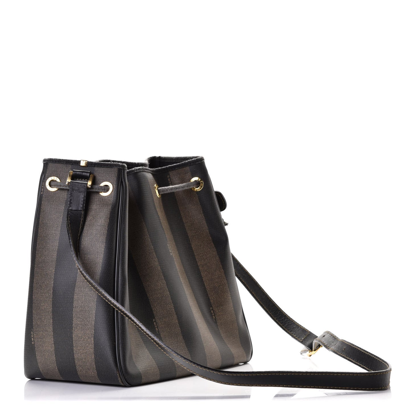 Calfskin Coated Canvas Pequin Bucket Bag Tobacco