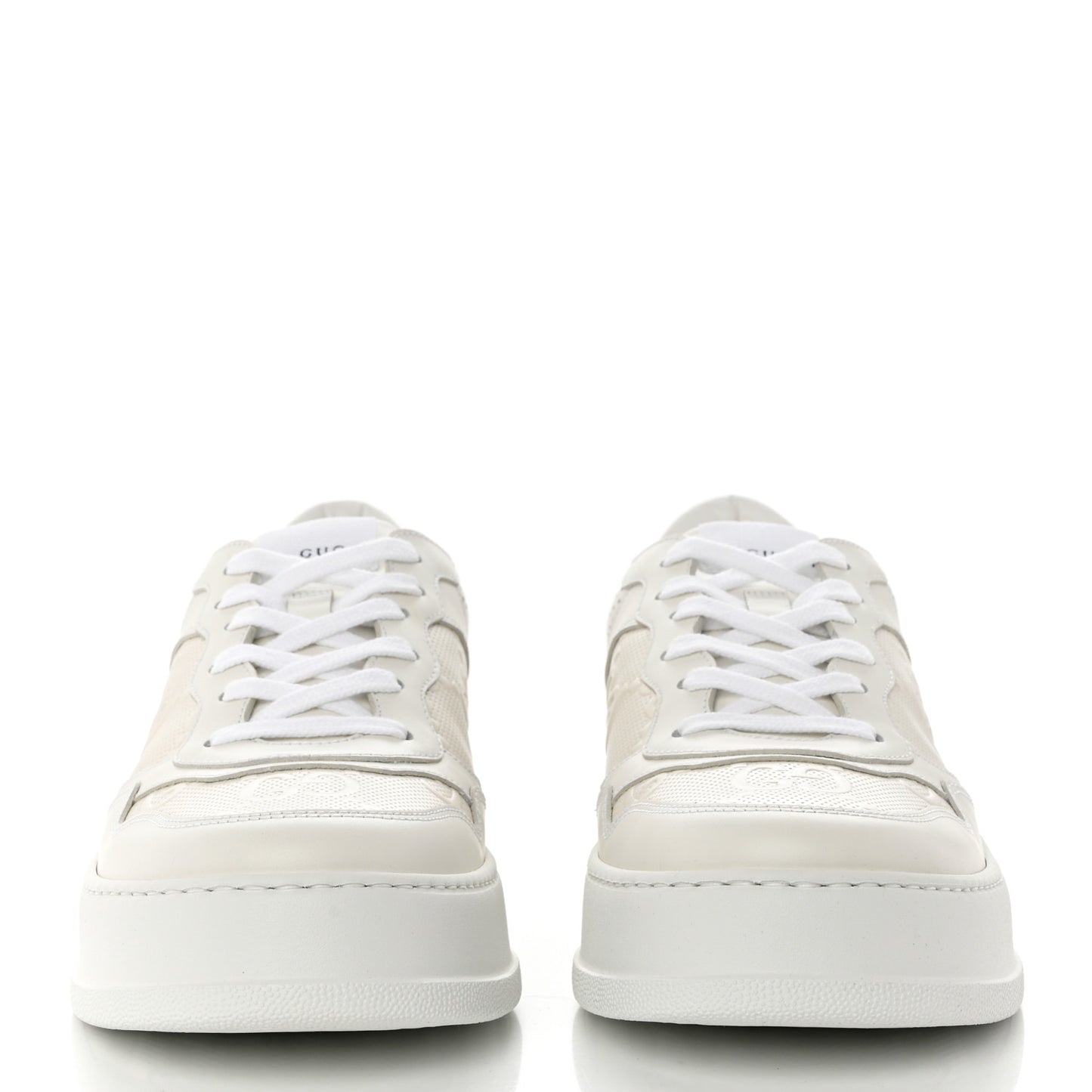 Calfskin GG Tennis Embossed Perforated Mens Interlocking G 55mm Sneakers 8 Great White