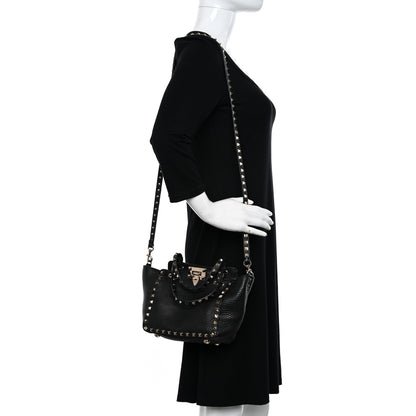 Valentino Garavani Pebbled Calfskin Mini Rockstud Tote Black 2 of 9