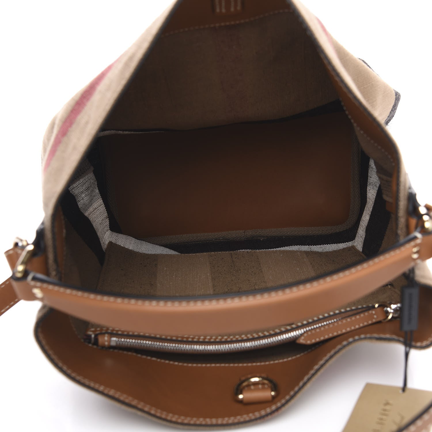Burberry Canvas Mega Check Medium Ashby Hobo Saddle Brown 5 of 11