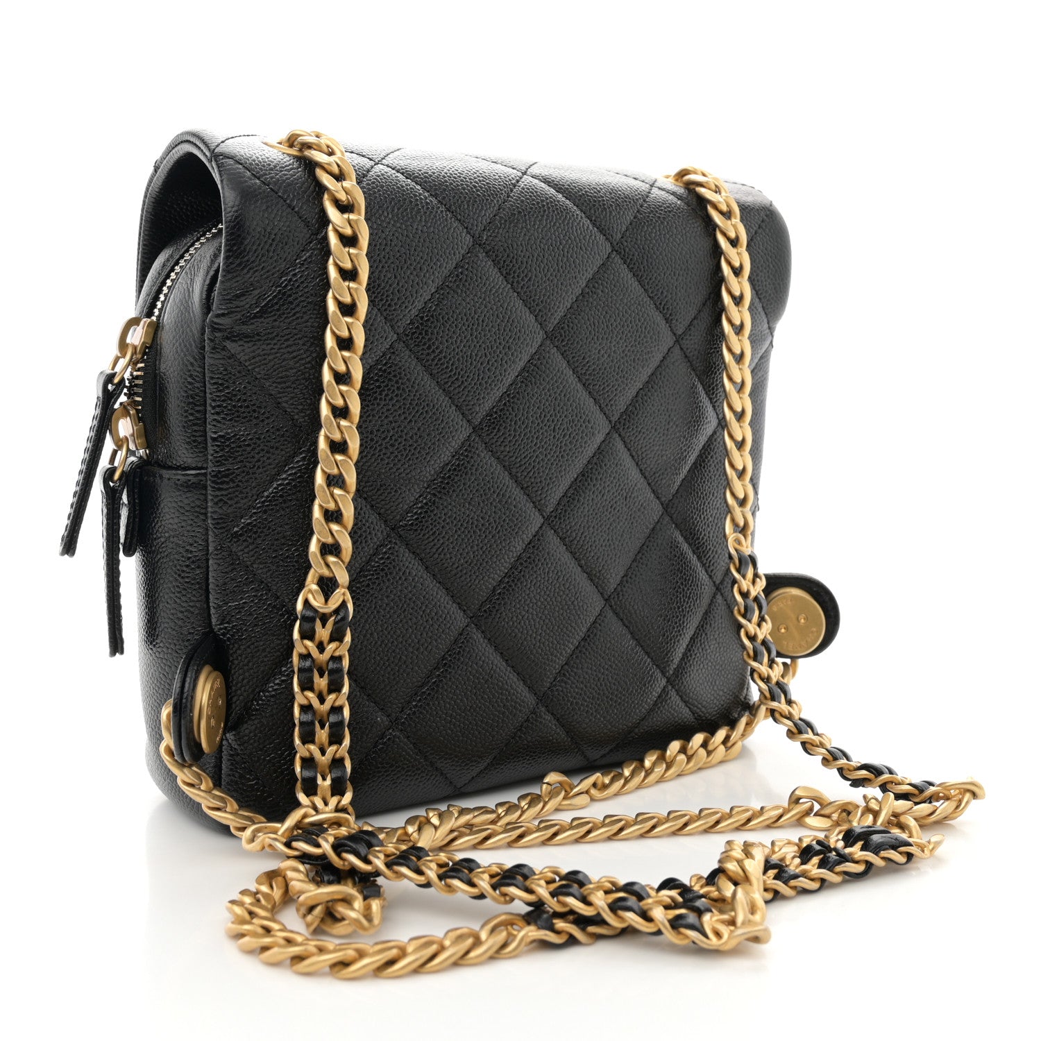 Chanel Shiny Caviar Quilted Chain Melody Backpack Black 3 of 11