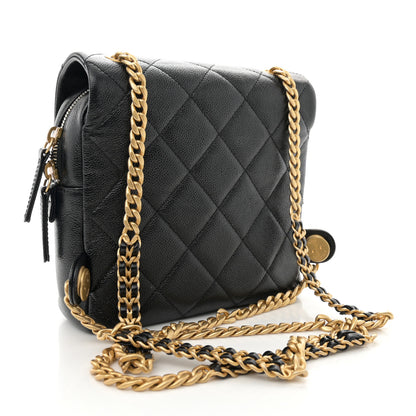 Chanel Shiny Caviar Quilted Chain Melody Backpack Black 3 of 11