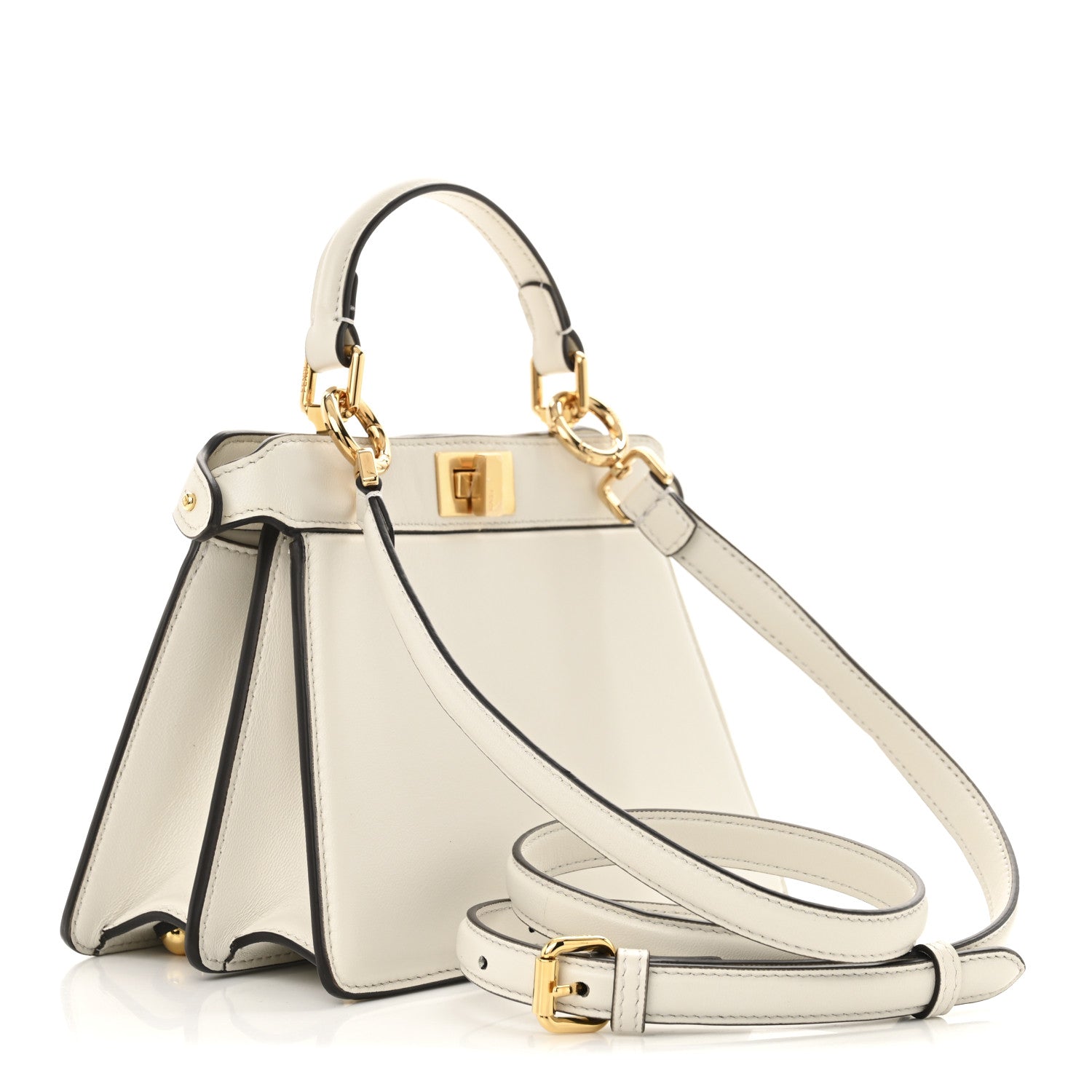 Fendi Shiny Nappa Petite Peekaboo I SEE U Satchel White 3 of 13