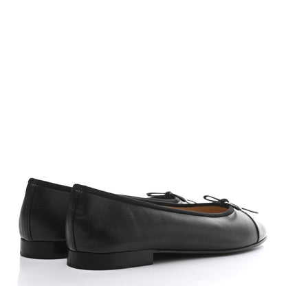 Chanel Lambskin Patent Cap Toe Ballerina Flats 39 Black 4 of 10