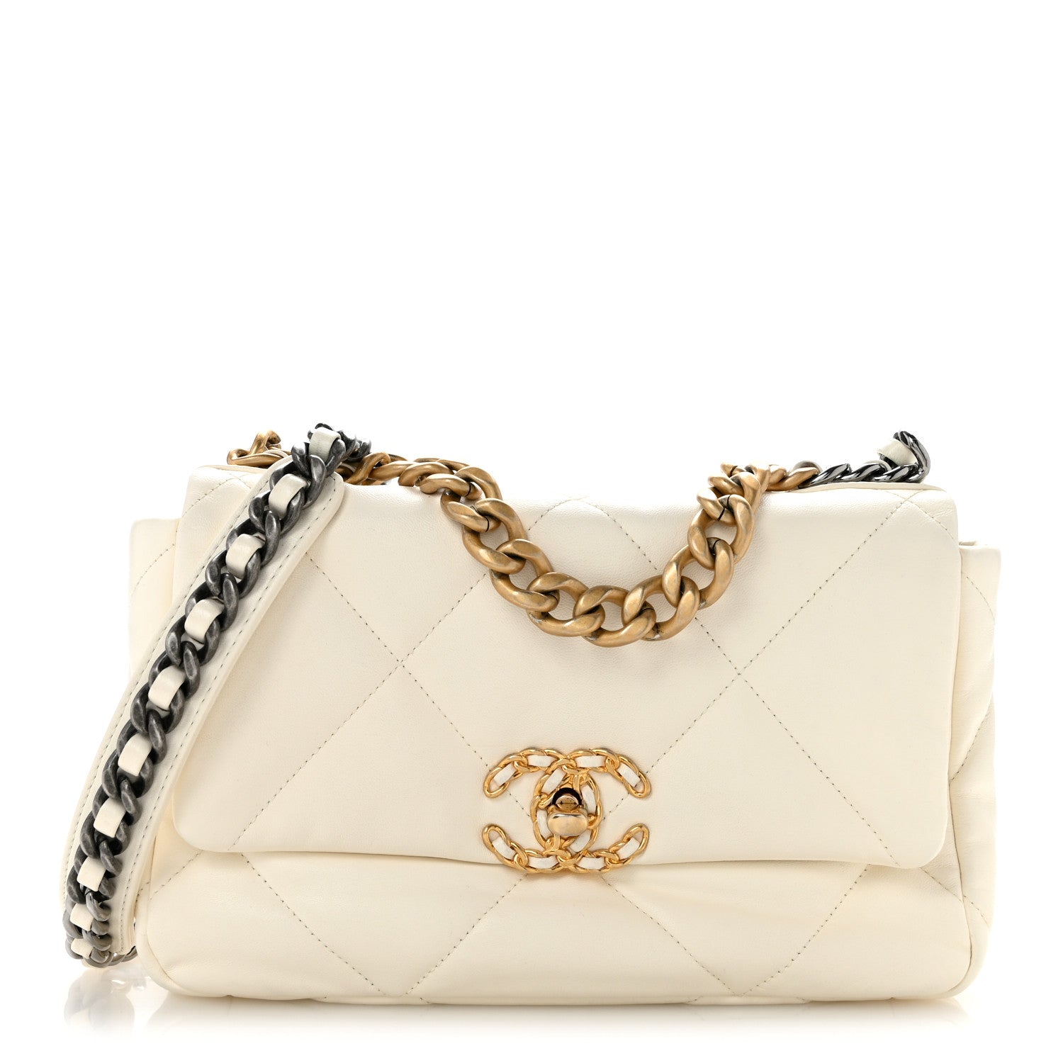 Chanel Lambskin Quilted Medium Chanel 19 Flap White 1 of 12