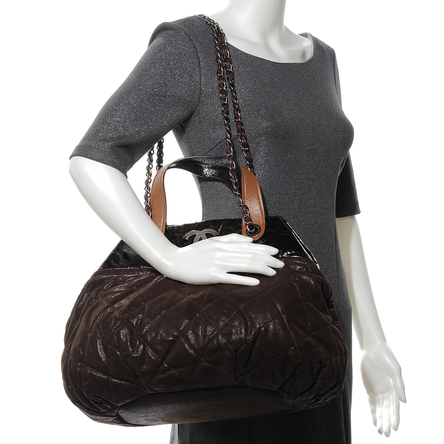 Chanel Iridescent Calfskin Large In The Mix Tote Dark Brown 2 of 7