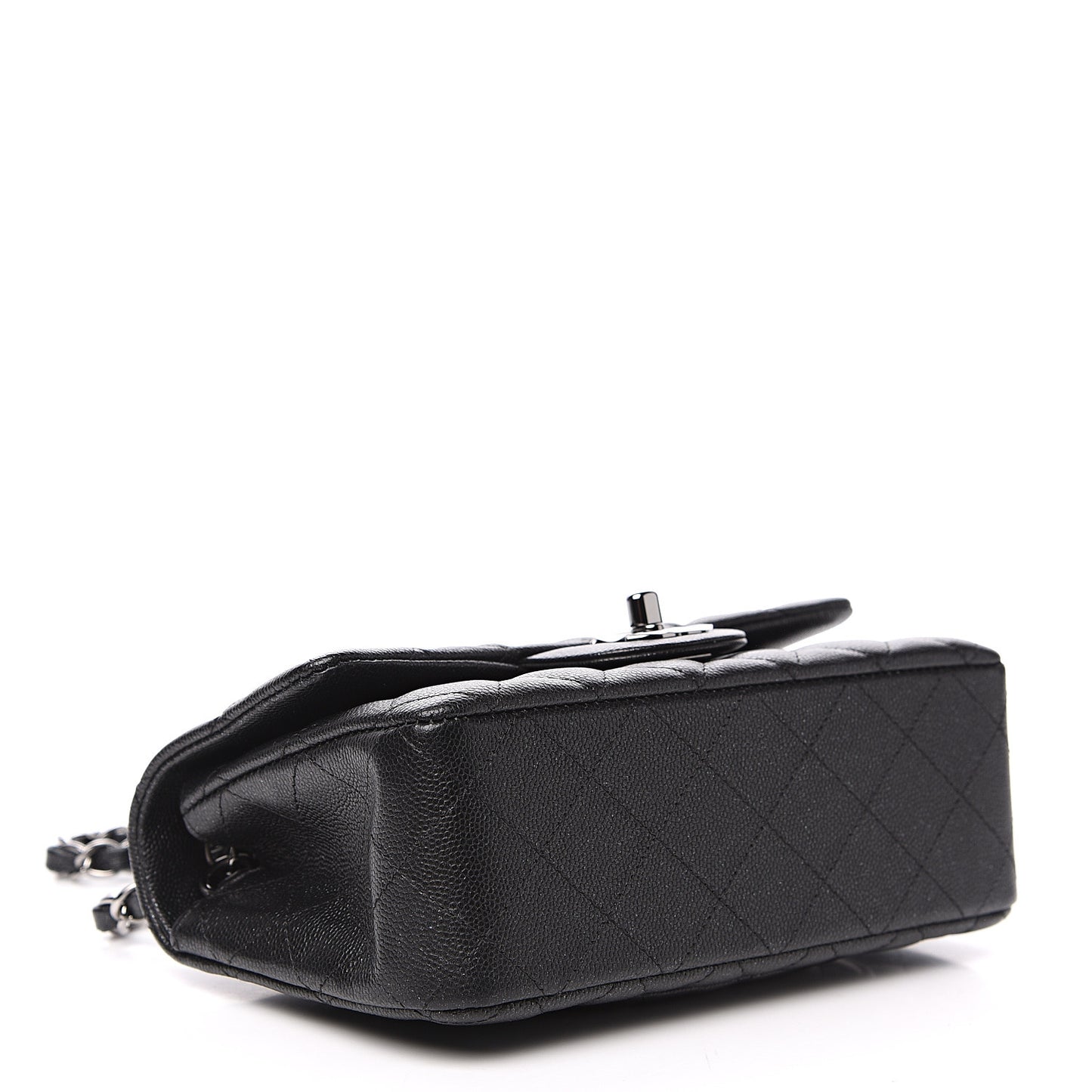 Iridescent Caviar Quilted Mini Rectangular Flap Black