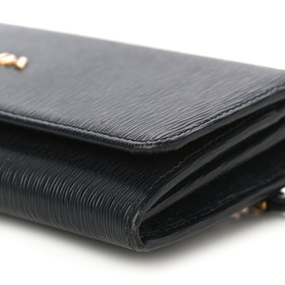 Prada Vitello Move Bi-Color Continental Flap Travel Wallet Black Lacca 10 of 11