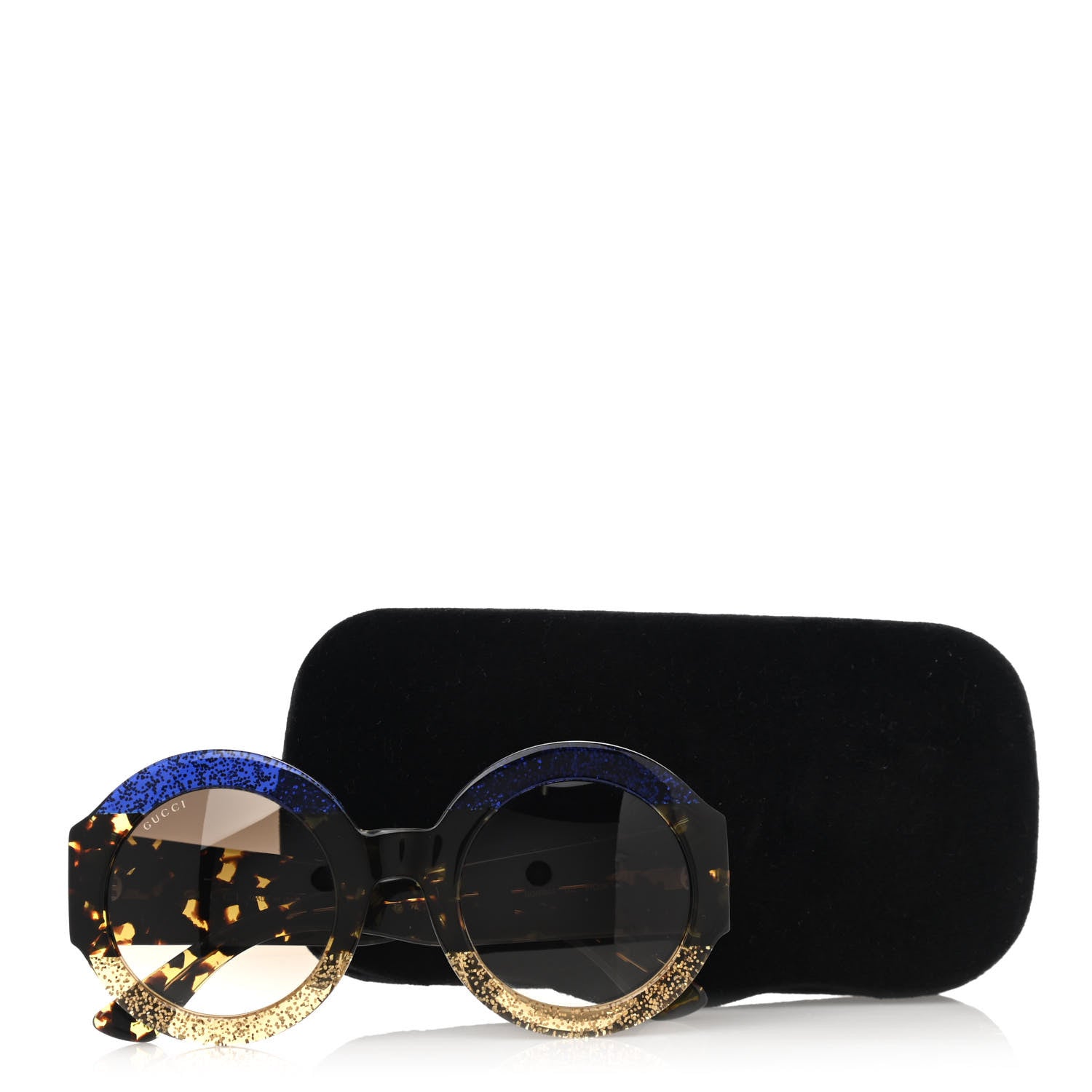 Gucci Acetate Round GG0084S Sunglasses Glitter Blue Multi 8 of 8