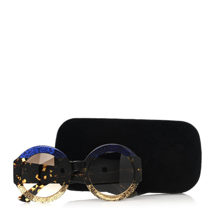 Gucci Acetate Round GG0084S Sunglasses Glitter Blue Multi 8 of 8