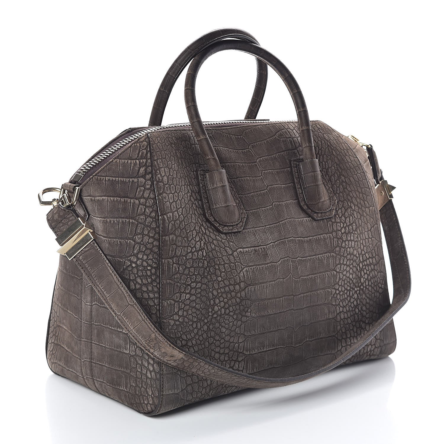 Givenchy Nubuck Crocodile Embossed Medium Antigona Brown 3 of 10