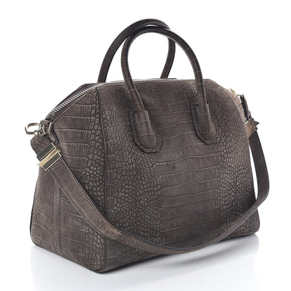 Givenchy Nubuck Crocodile Embossed Medium Antigona Brown 3 of 10