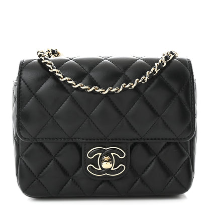 Chanel Lambskin Resin Quilted Mini Heart Square Flap Black 1 of 10