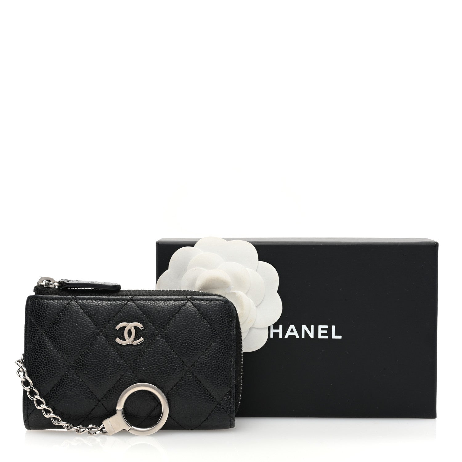 Chanel Caviar Quilted Zipped Key Holder Case Black 8 of 8